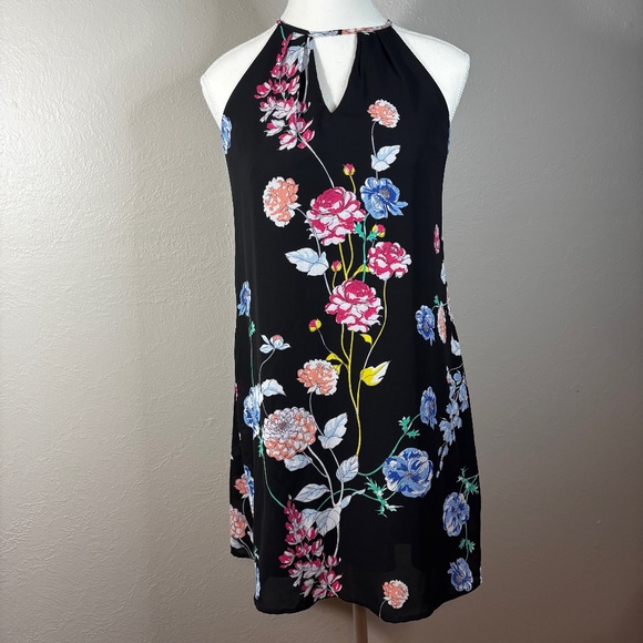 Candie's Floral Print Halter Mini Shift Dress - Picture 1 of 4